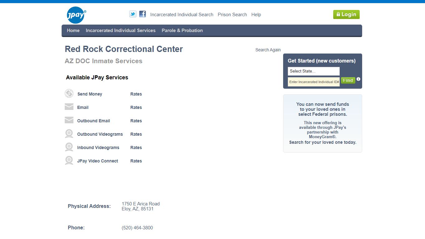 Red Rock Correctional Center - JPay